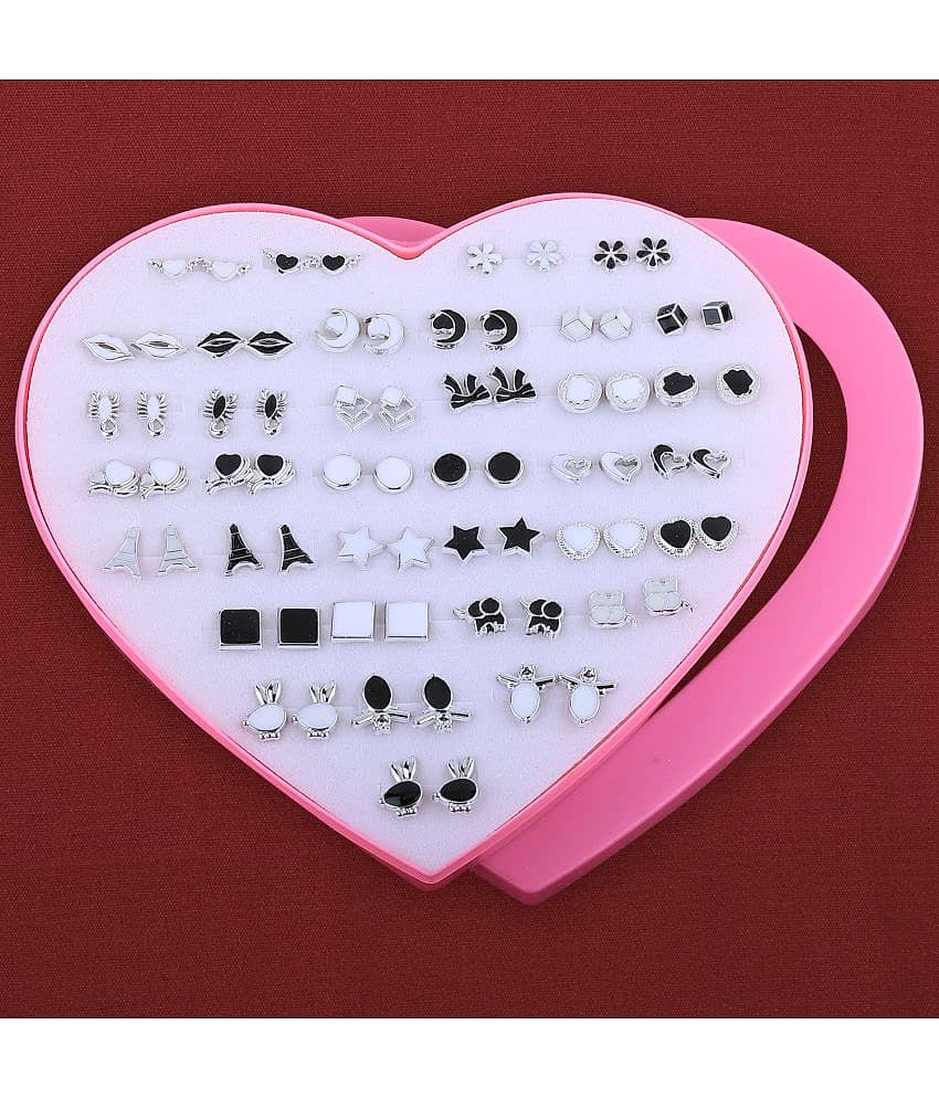 Silver Shine - Black Stud ( Pack of 1 ) - Earrings | Buy online on ZillyBuy