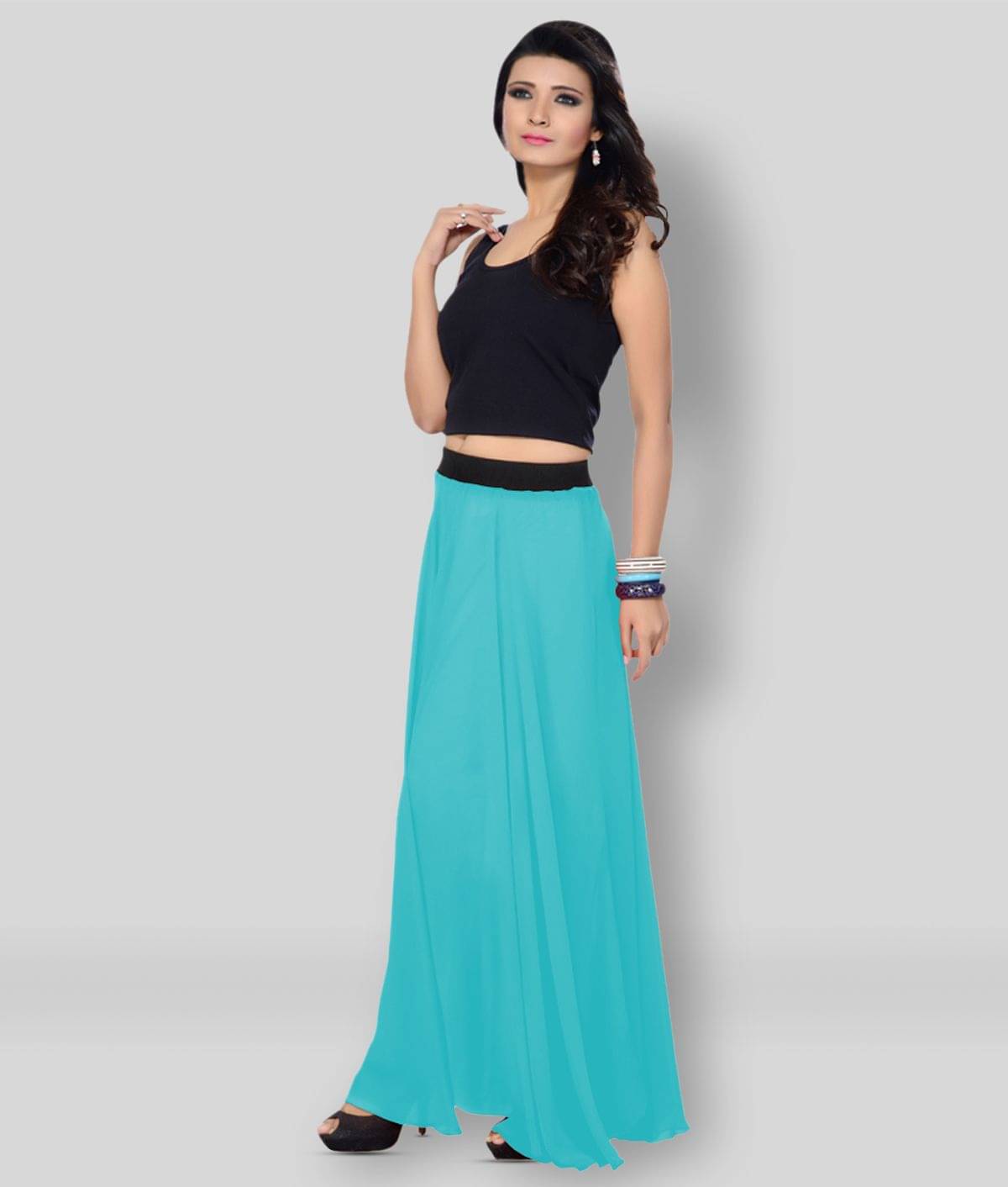 Sttoffa - Turquoise Georgette Women's A-Line Skirt ( Pack of 1 )     			Sttoffa - Turquoise Georgette Women's A-Line Skirt ( Pack of 1 )