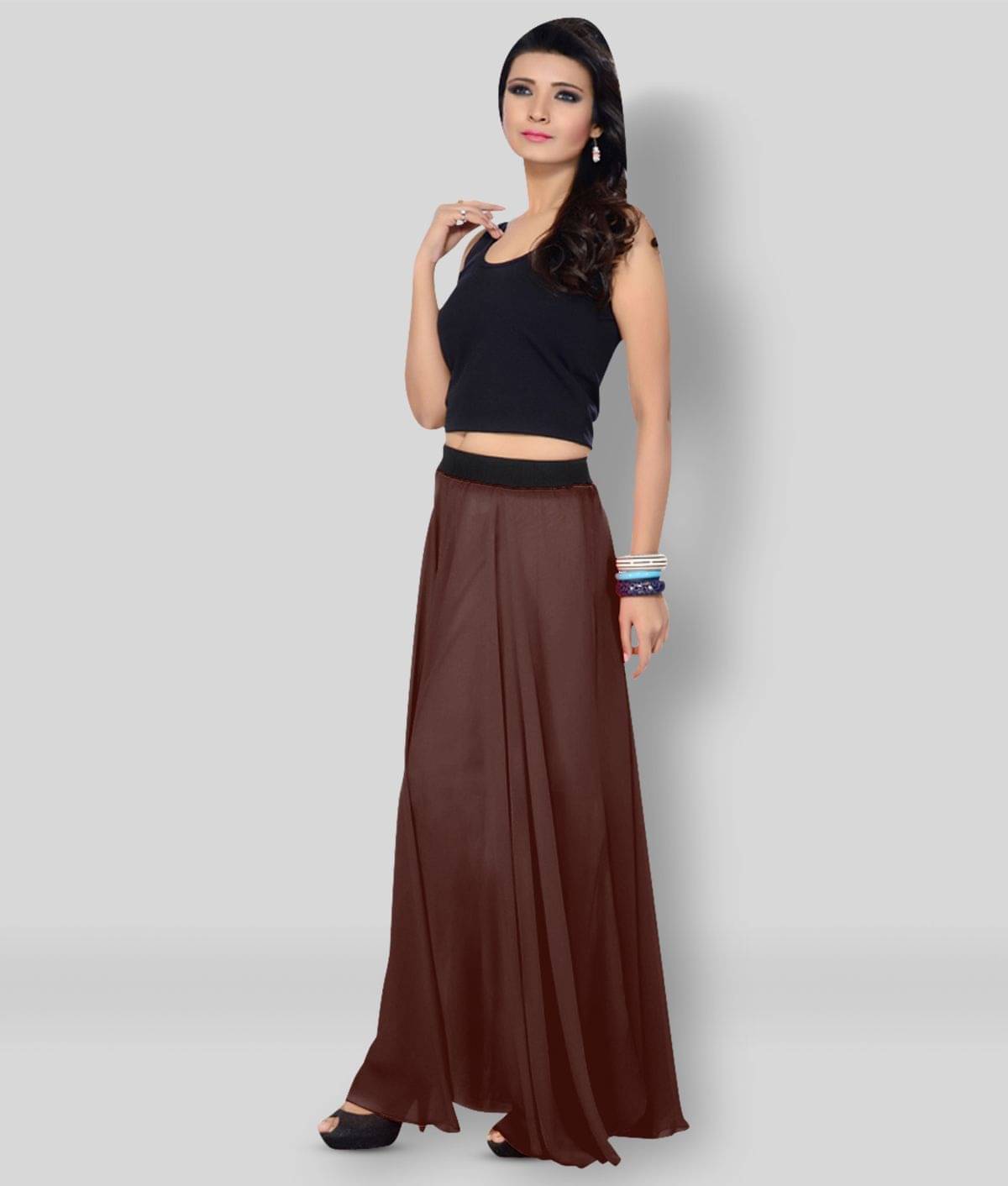     			Sttoffa - Brown Georgette Women's A-Line Skirt ( Pack of 1 )