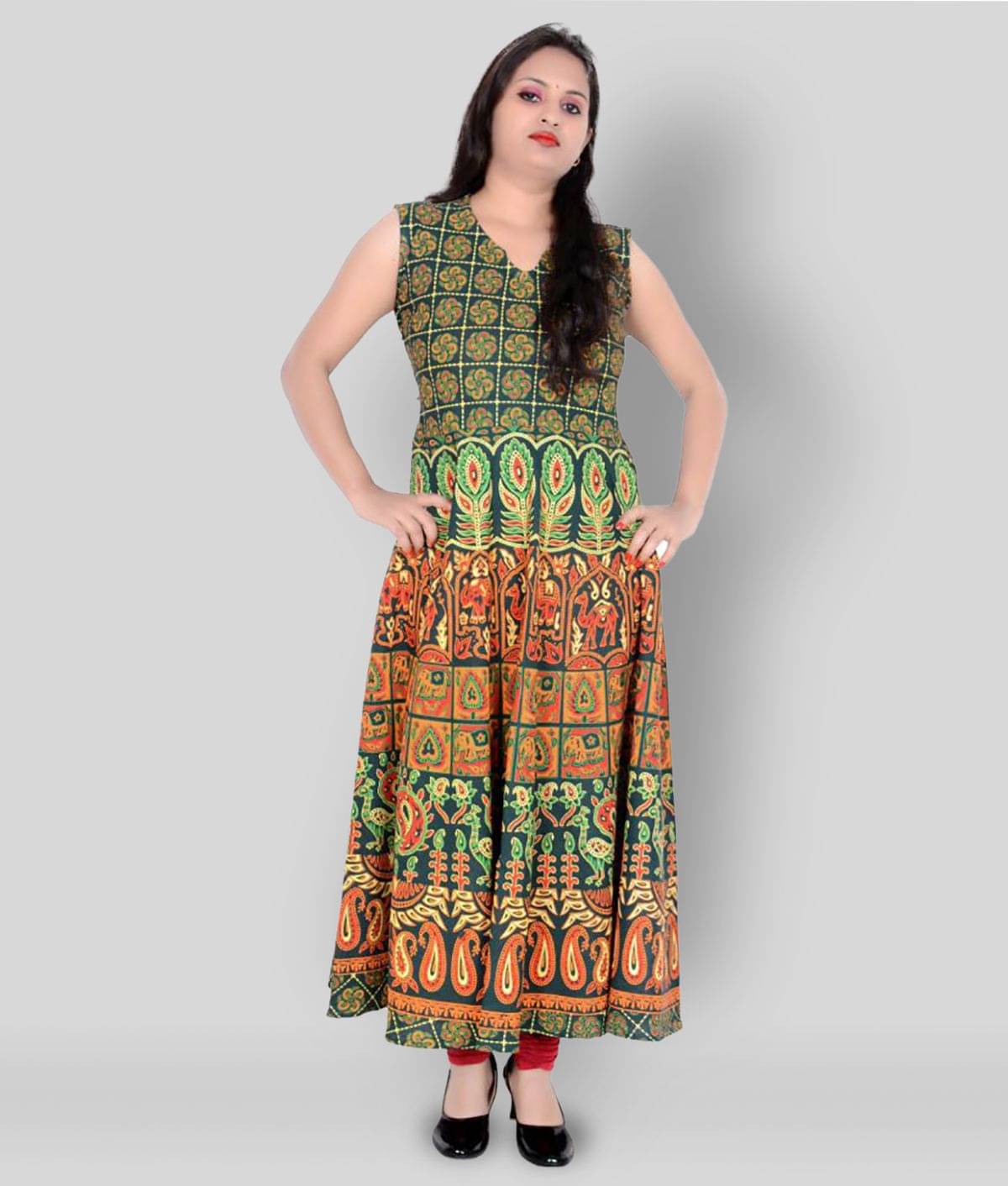     			Sttoffa - Multicolor Cotton Women's Flared Kurti ( Pack of 1 )