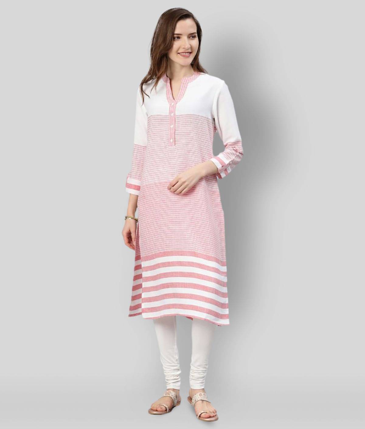 Yash Gallery Pack of 1 Viscose Striped Straight Women's Kurti - ( Multicolor ) Yash Gallery Pack of 1 Viscose Striped Straight Women's Kurti - ( Multicolor )