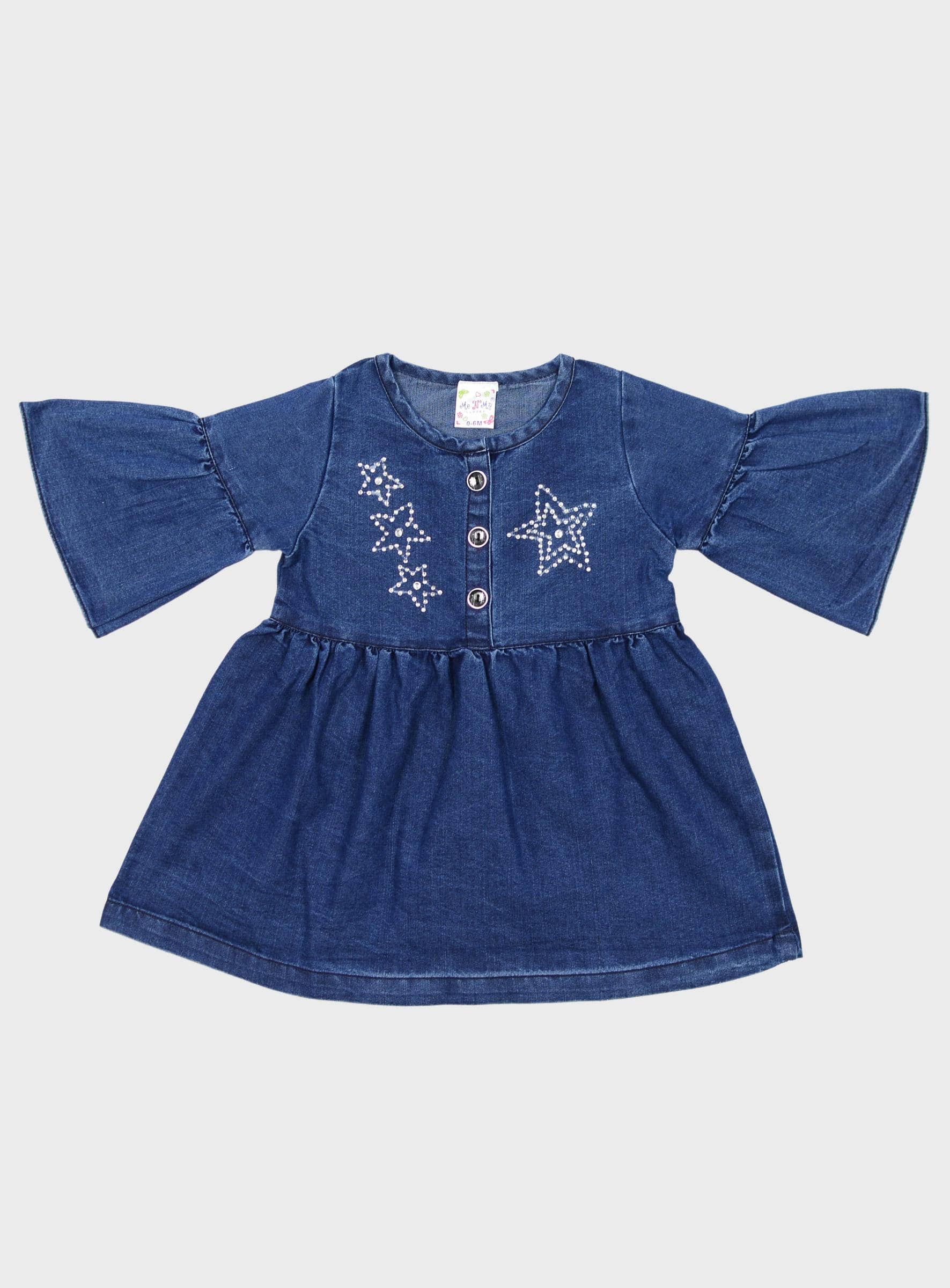 Me N My CLOSET Denim Frock For Girls ( Pack of 1 , Blue )