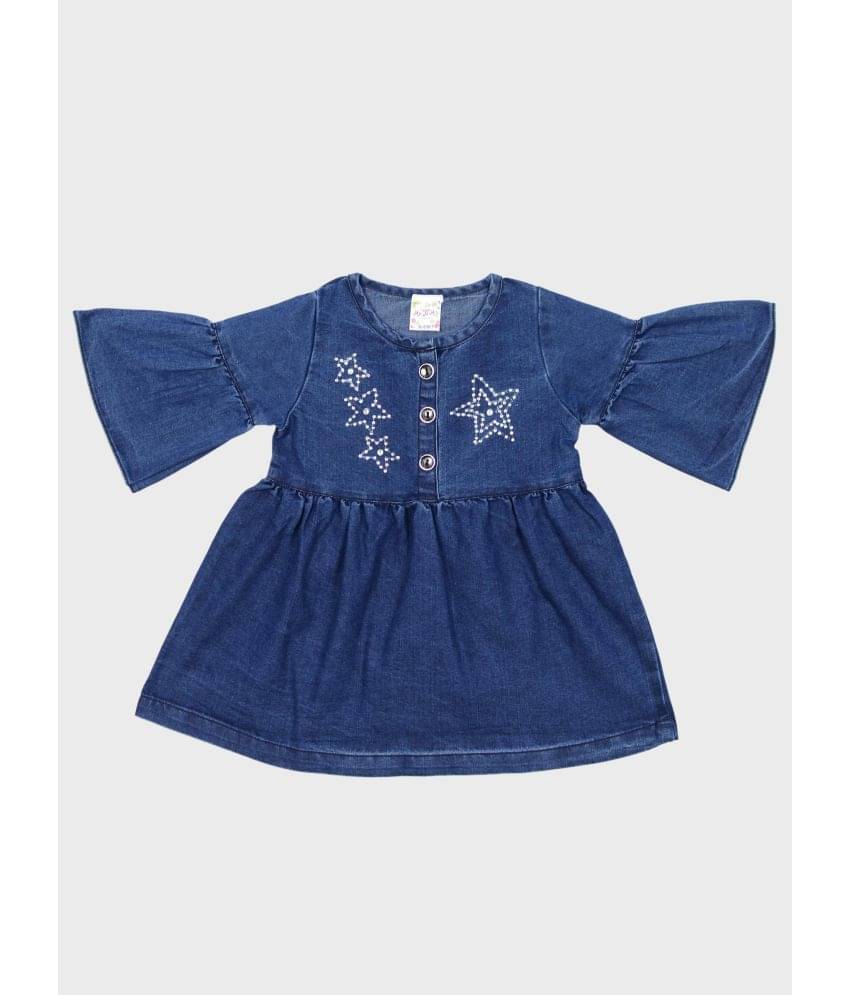     			Me N My CLOSET Denim Frock For Girls ( Pack of 1 , Blue )
