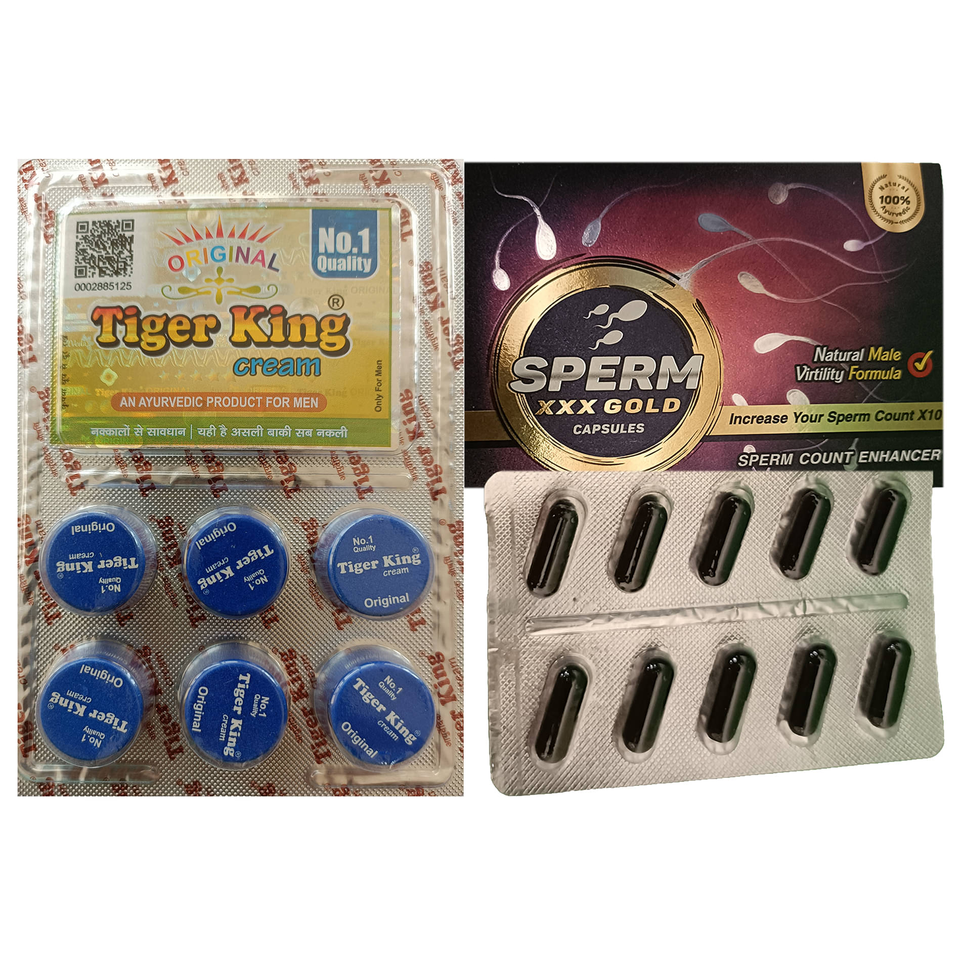 Combo of Tiger King Cream An Ayurvedic Product for Men 100% Original & Dr. Chopra Sperm XXX Gold Capsule For Men Sperm Count Enhancer Combo of Tiger King Cream An Ayurvedic Product for Men 100% Original & Dr. Chopra Sperm XXX Gold Capsule For Men Sperm Count Enhancer