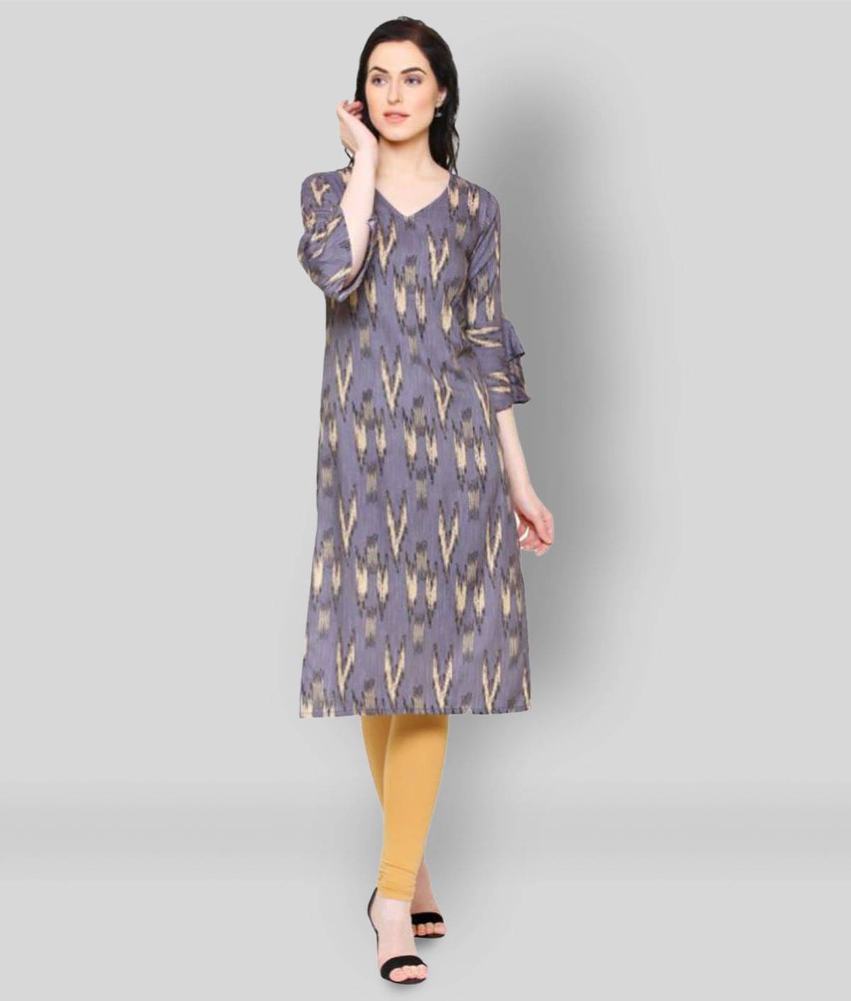 Yash Gallery Pack of 1 Rayon Printed Straight Women's Kurti - ( Purple ) Yash Gallery Pack of 1 Rayon Printed Straight Women's Kurti - ( Purple )