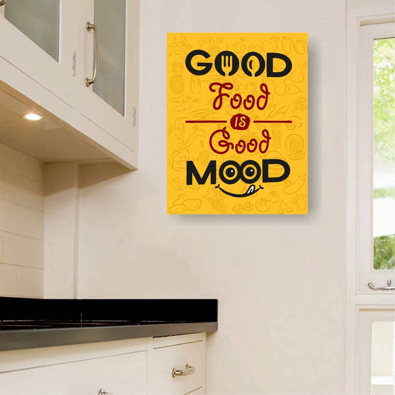     			Asmi Collection Good Food is Good Mood Self Adhesive Wall Sticker ( 40 x 30 cms )