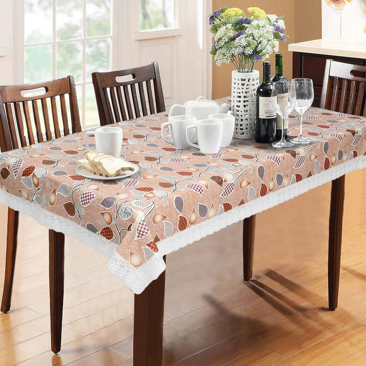     			Beige PVC Table Cover ( Pack of 1 )