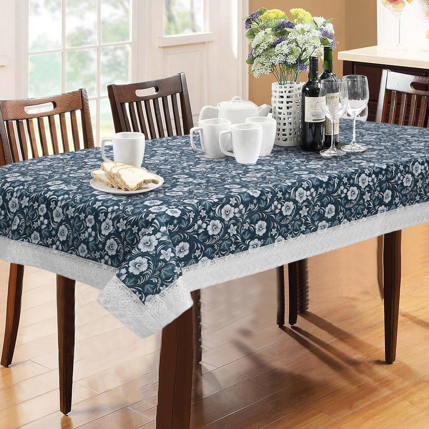     			Blue PVC Table Cover ( Pack of 1 )