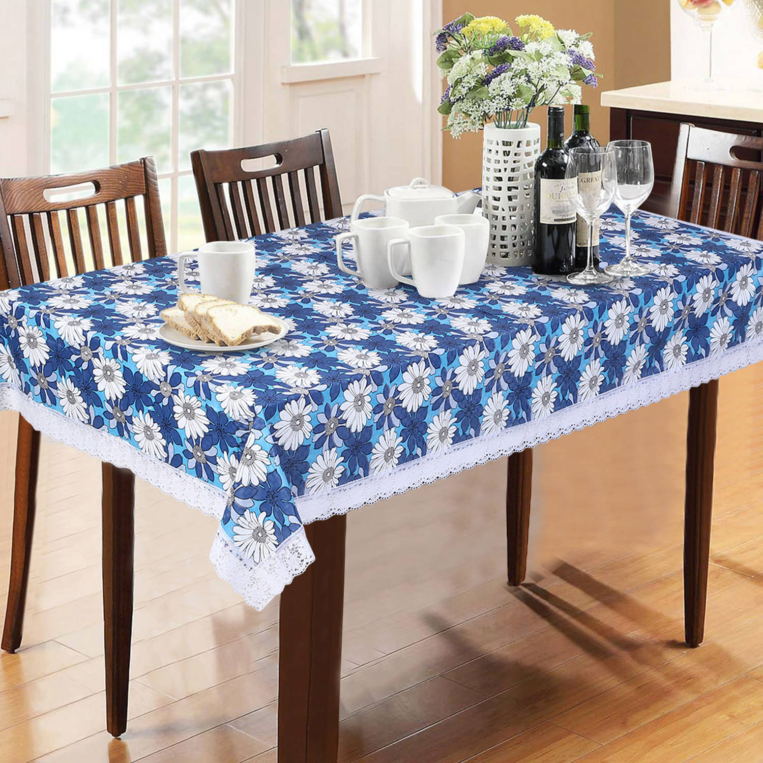     			Blue PVC Table Cover ( Pack of 1 )
