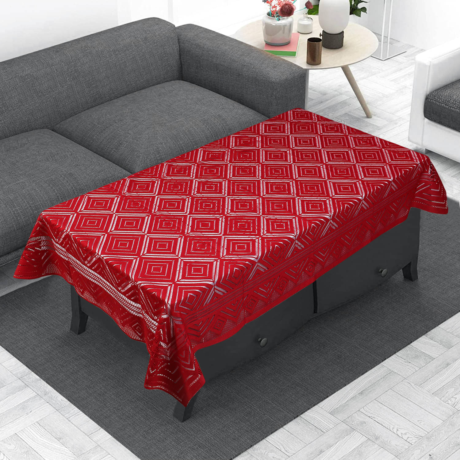    			Maroon Polyester Table Cover ( Pack of 1 )