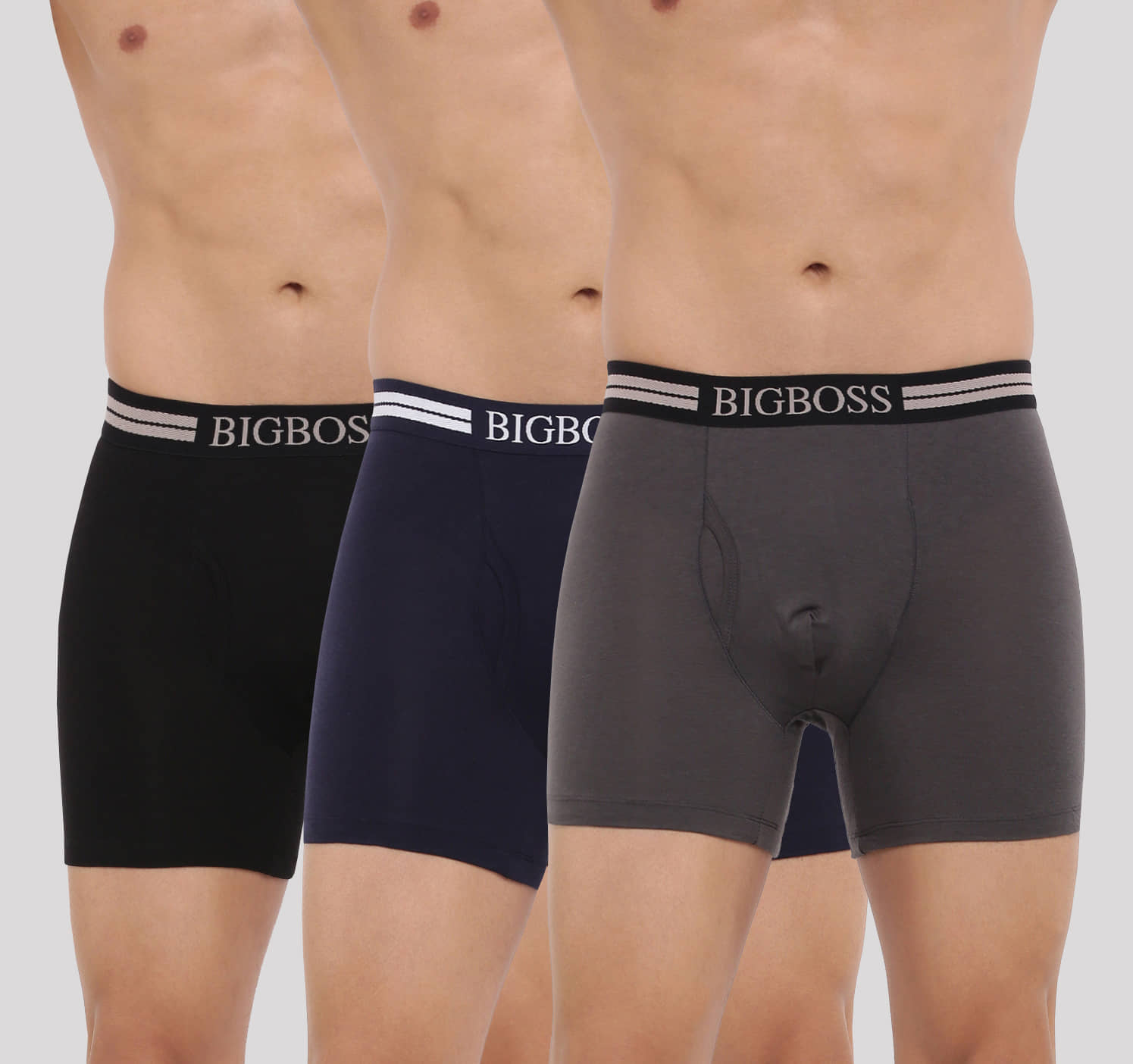 Dollar Bigboss Men's Pack of 3 Shuffle Intellisoft Cotton Modal Solid Trunk (Colour May Vary)