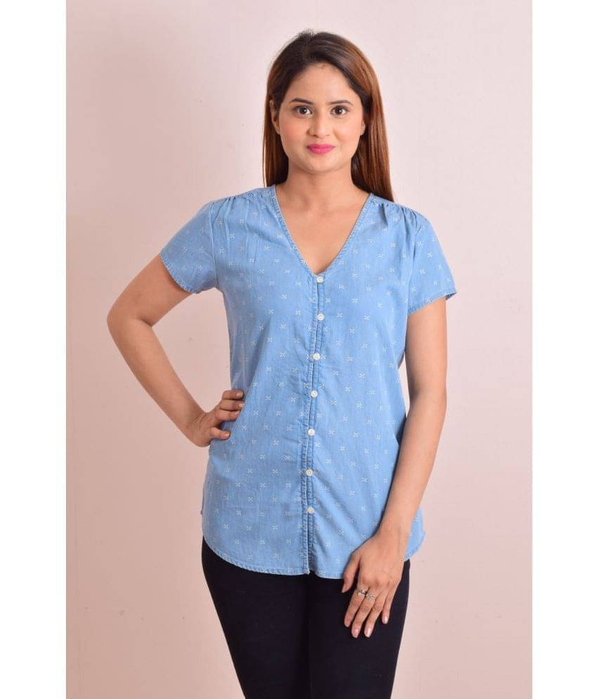     			NUEVOSDAMAS Women's Denim Regular Top ( Blue )