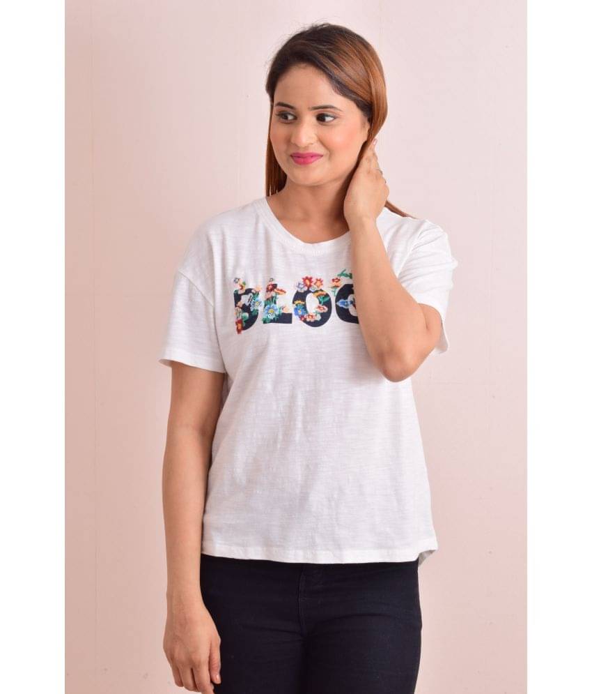     			NUEVOSDAMAS Women's Cotton Blend Regular Top ( White )
