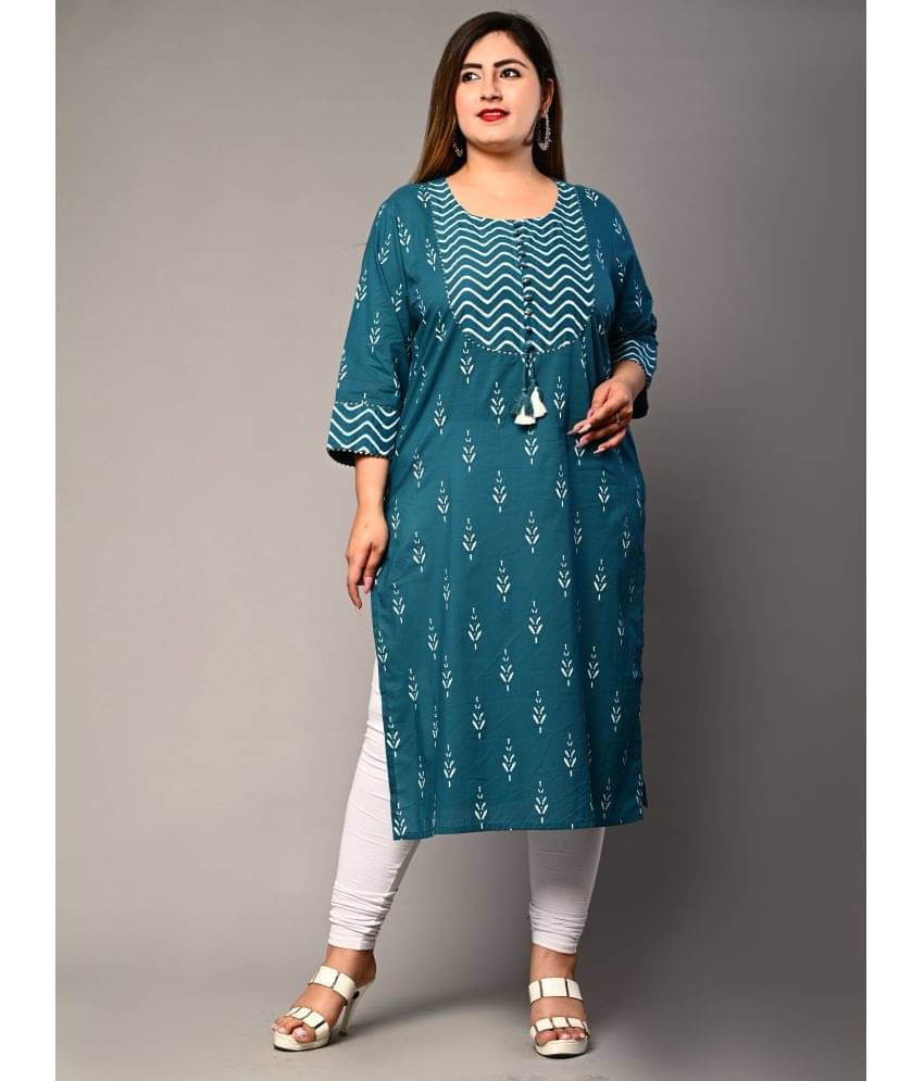 Swasti - Blue Cotton Women's Straight Kurti ( Pack of 1 ) Swasti - Blue Cotton Women's Straight Kurti ( Pack of 1 )