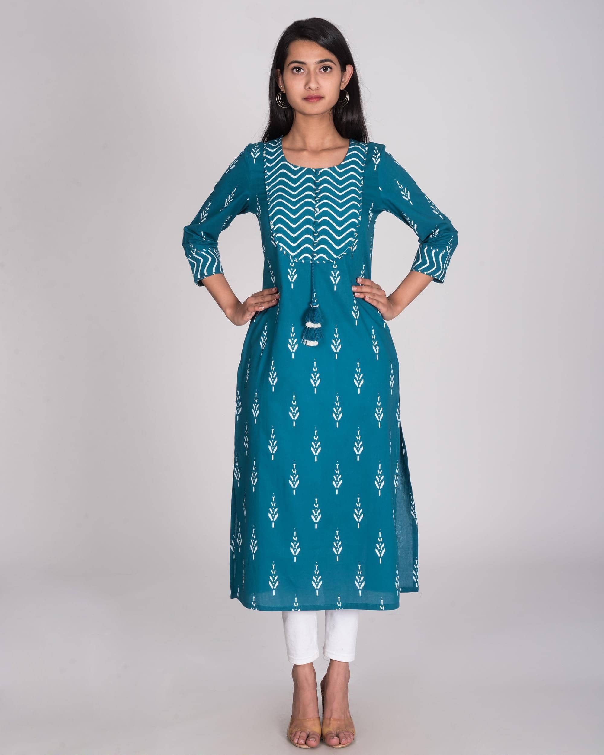 Swasti - Blue Cotton Women's Straight Kurti ( Pack of 1 ) - Kurtis, Tunics | Buy online on ZillyBuy