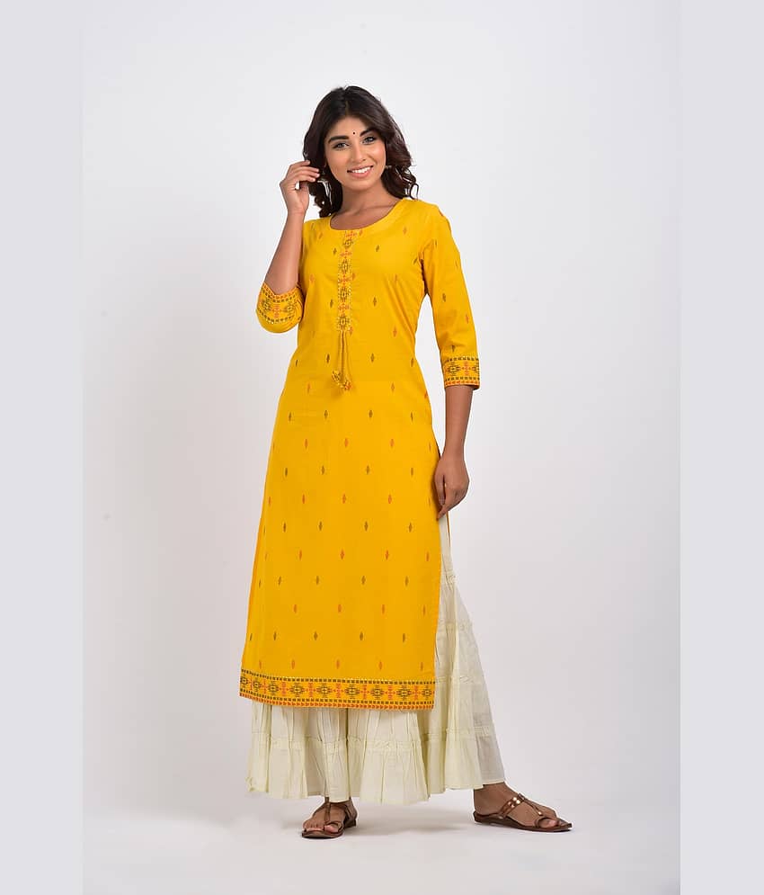 Swasti - Yellow Cotton Women's Straight Kurti ( Pack of 1 ) - Kurtis, Tunics | Buy online on ZillyBuy