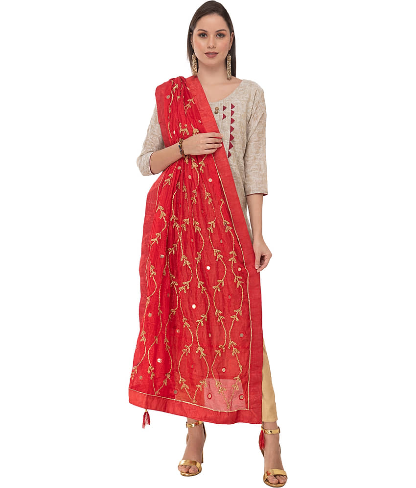 A R Silk - Red Silk Women's Dupatta - ( Pack of 1 ) - Dupattas & Shawls | Buy online on ZillyBuy