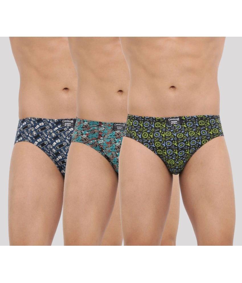     			Dollar Bigboss Men's Pack of 3 Soft Combed Cotton Printed Brief (Colour May Vary)