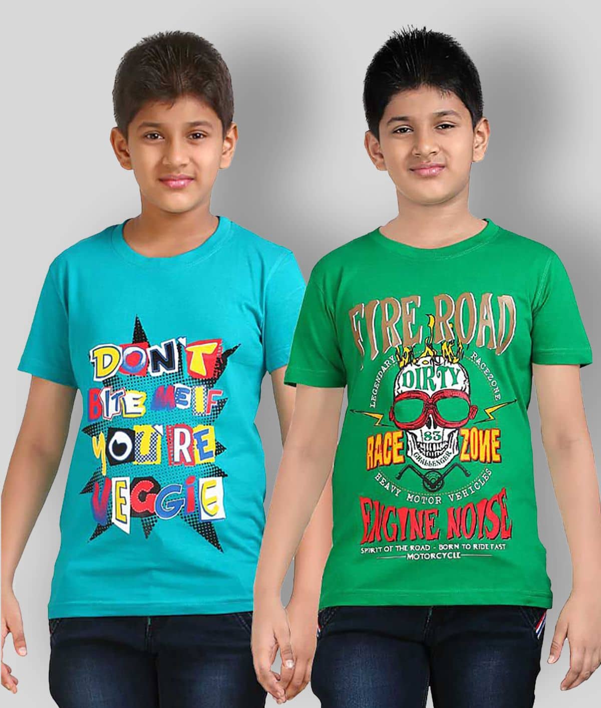 Dongli Pack of 2 Boys Cotton T-Shirt ( Multicolor )