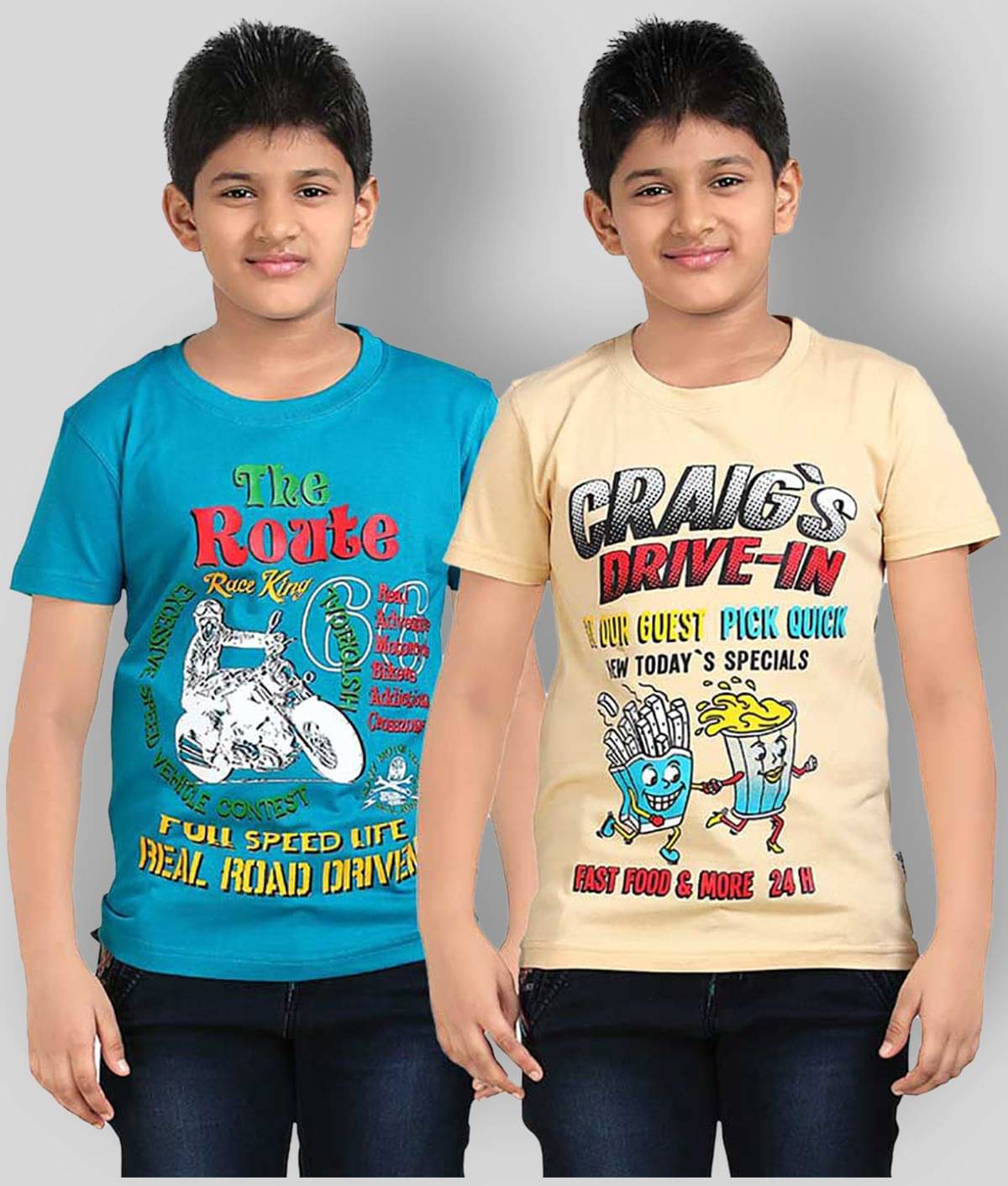     			Dongli Pack of 2 Boys Cotton T-Shirt ( Multicolor )