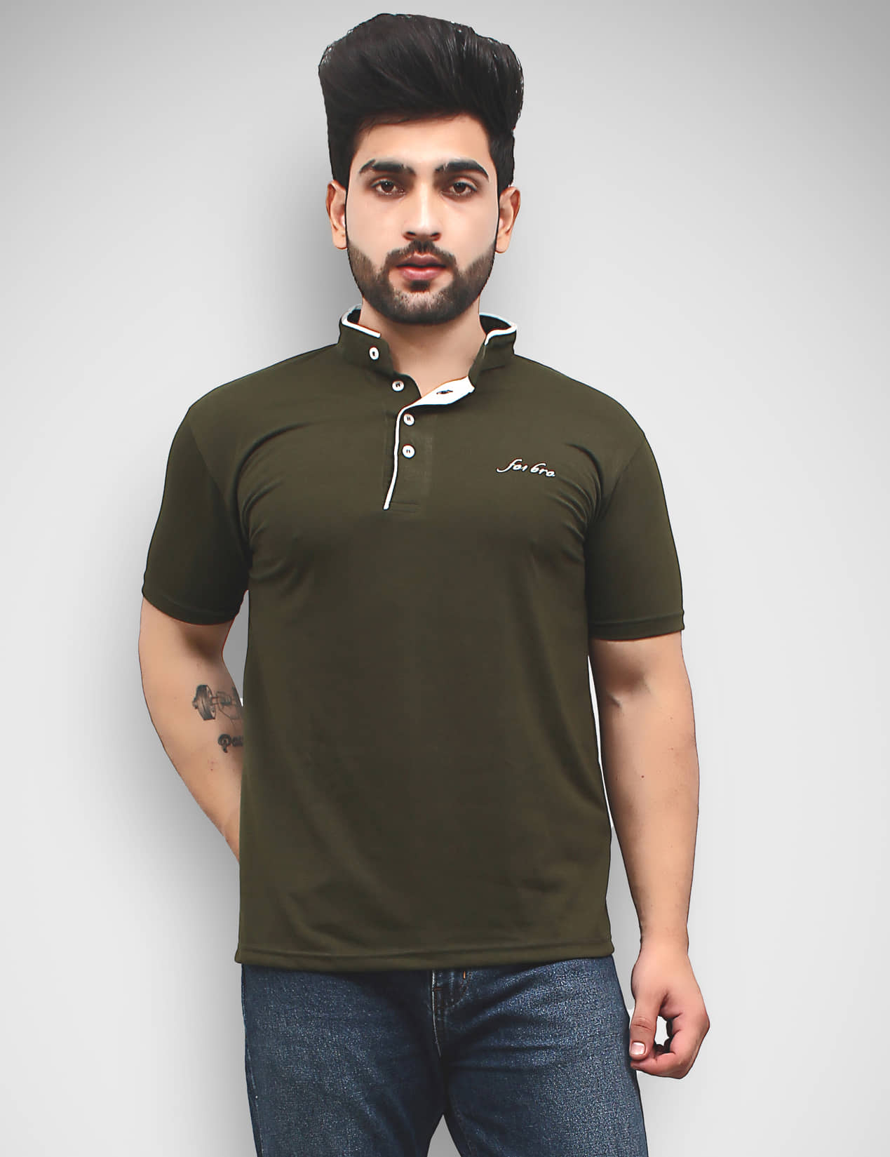 Forbro - Olive Green Cotton Blend Regular Fit Men's T-Shirt ( Pack of 1 )