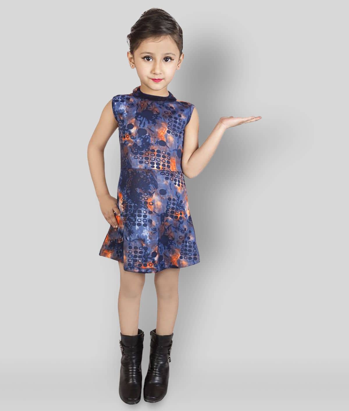 Addyvero Cotton Blend A-line Dress For Girls ( Pack of 1 , Multi )