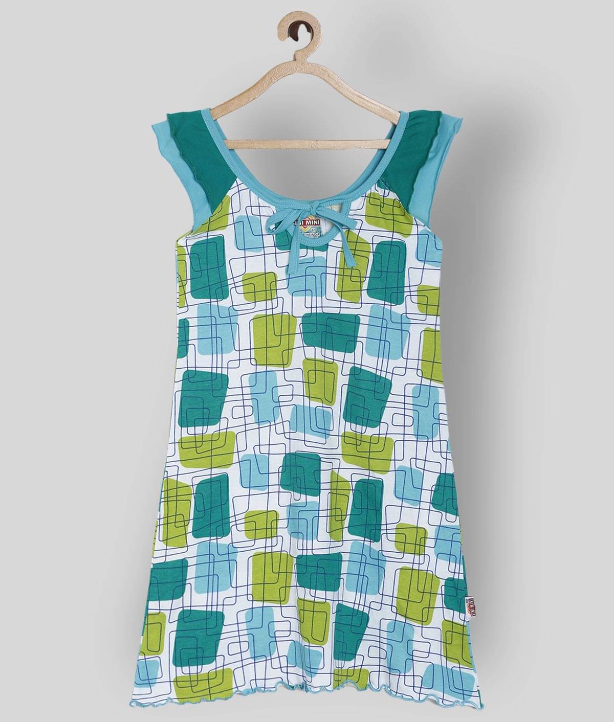Sini Mini 100% Cotton A-line Dress For Girls ( Pack of 1 , Light Blue )     			Sini Mini 100% Cotton A-line Dress For Girls ( Pack of 1 , Light Blue )