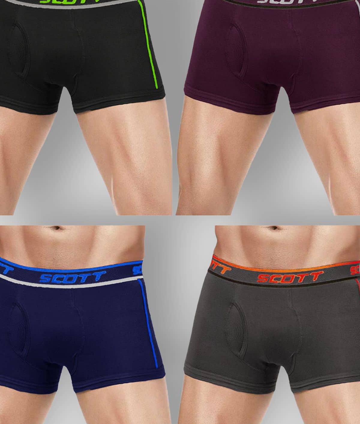 Dixcy Scott -  Navy Blue 100% Cotton Men's Trunks ( Pack of 4 )