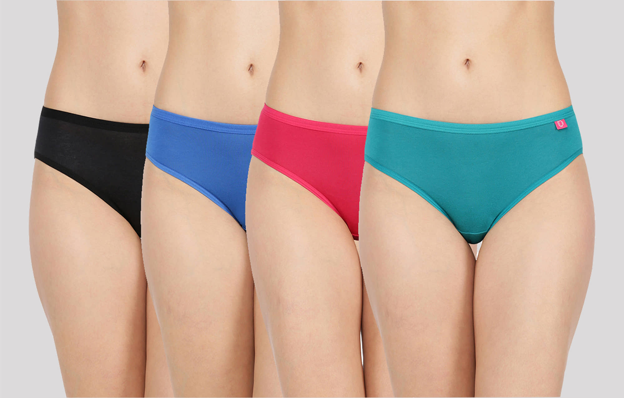 Dollar Missy Pack of 4 Cotton Solid Women's Hipster ( Multi Color )