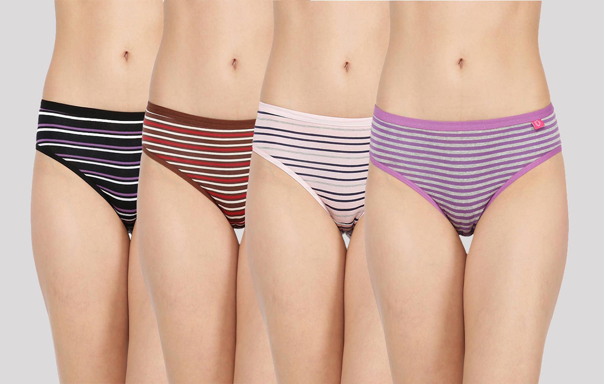 Dollar Missy Pack of 4 Cotton Striped Women's Hipster ( Multi Color )