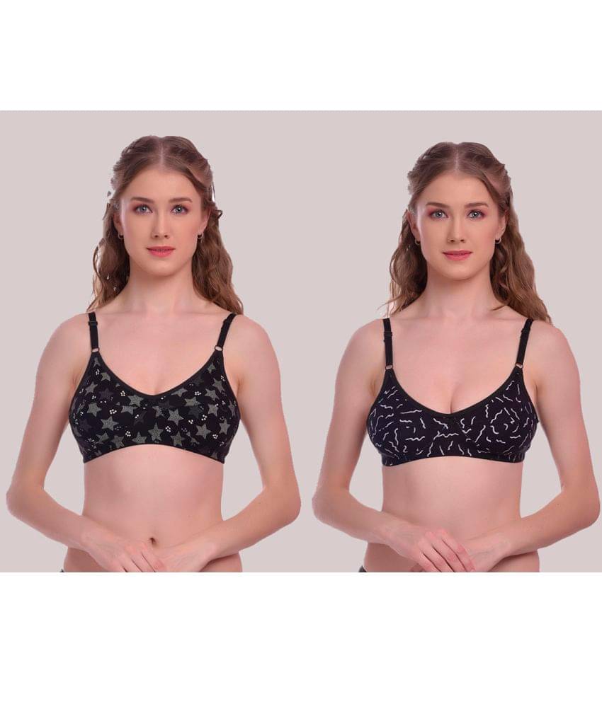 Elina Pack of 2 Cotton Lightly Padded Women's T-Shirt Bra ( Black ) Elina Pack of 2 Cotton Lightly Padded Women's T-Shirt Bra ( Black )