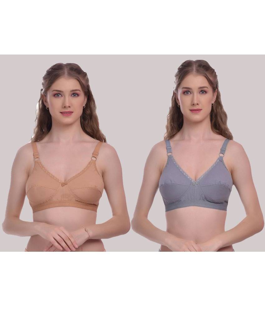     			Elina Pack of 2 Cotton Non Padded Women's Everyday Bra ( Light Grey )