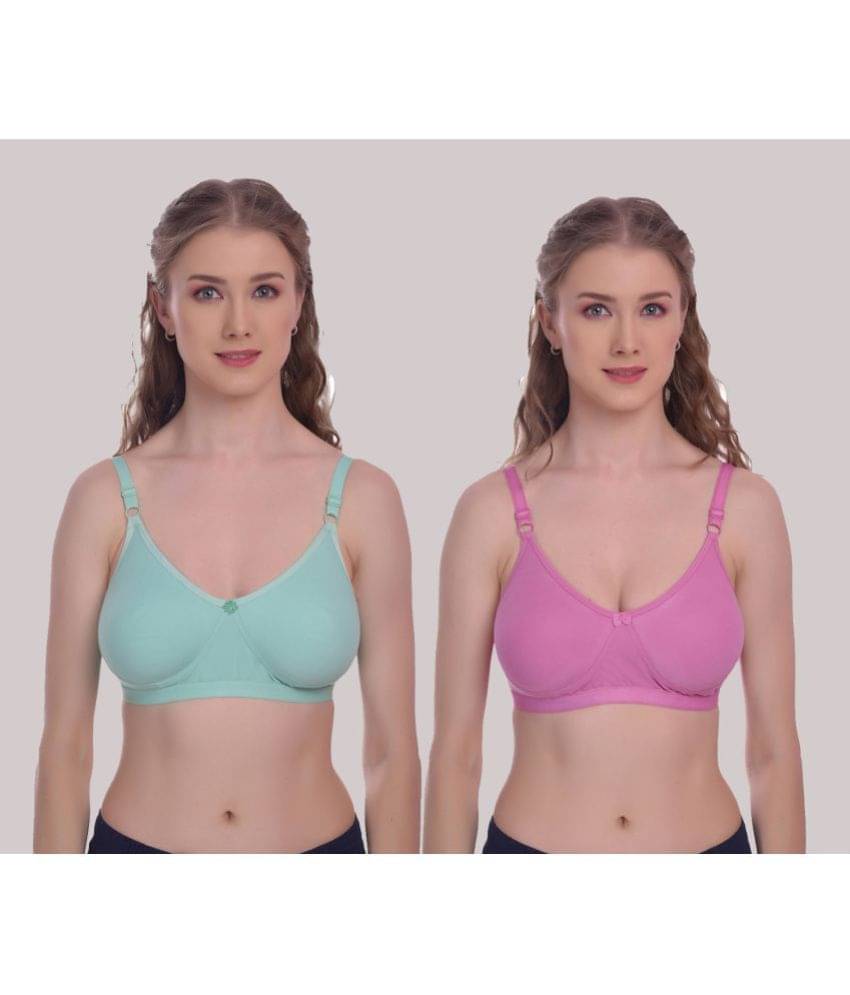 Elina Pack of 2 Cotton Non Padded Women's T-Shirt Bra ( Sea Green ) Elina Pack of 2 Cotton Non Padded Women's T-Shirt Bra ( Sea Green )