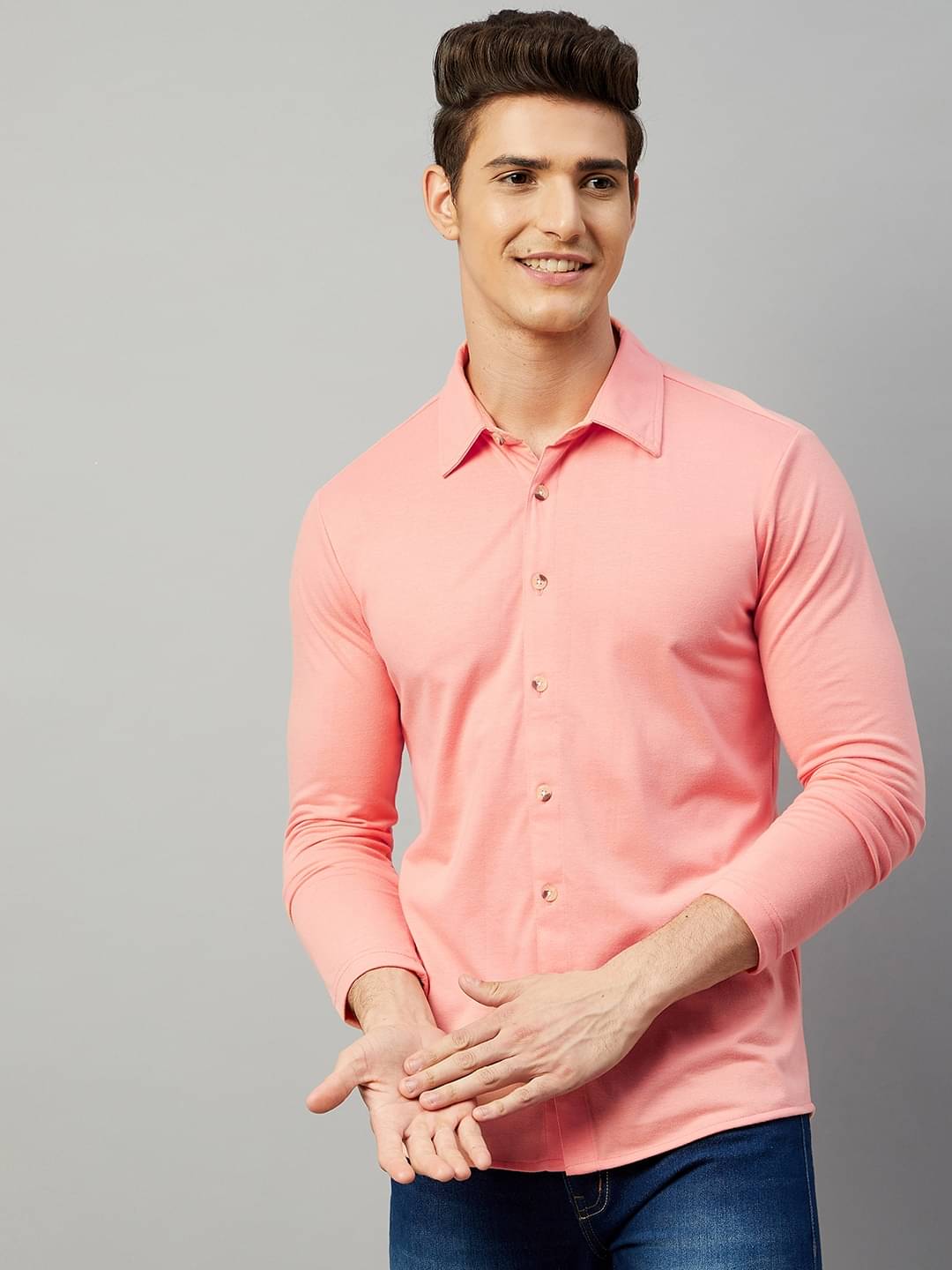 Gritstones - Coral Cotton Blend Regular Fit Men's Casual Shirt ( Pack of 1 )     			Gritstones - Coral Cotton Blend Regular Fit Men's Casual Shirt ( Pack of 1 )