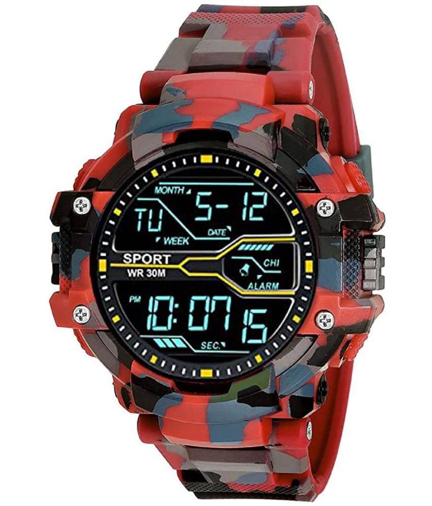     			Hala - Red PU Digital Men's Watch