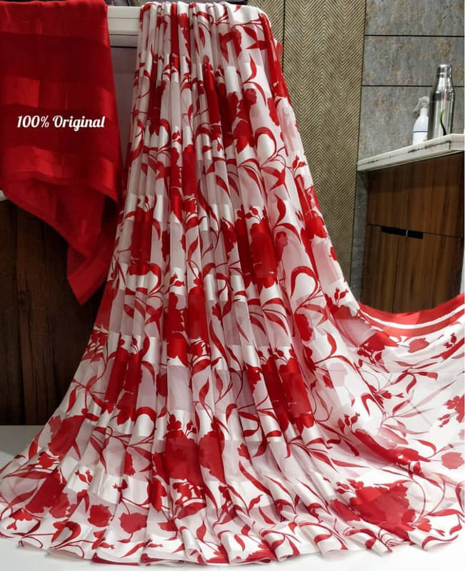 Sitanjali Satin Saree With Unstitched Blouse Piece ( Red ) Sitanjali Satin Saree With Unstitched Blouse Piece ( Red )