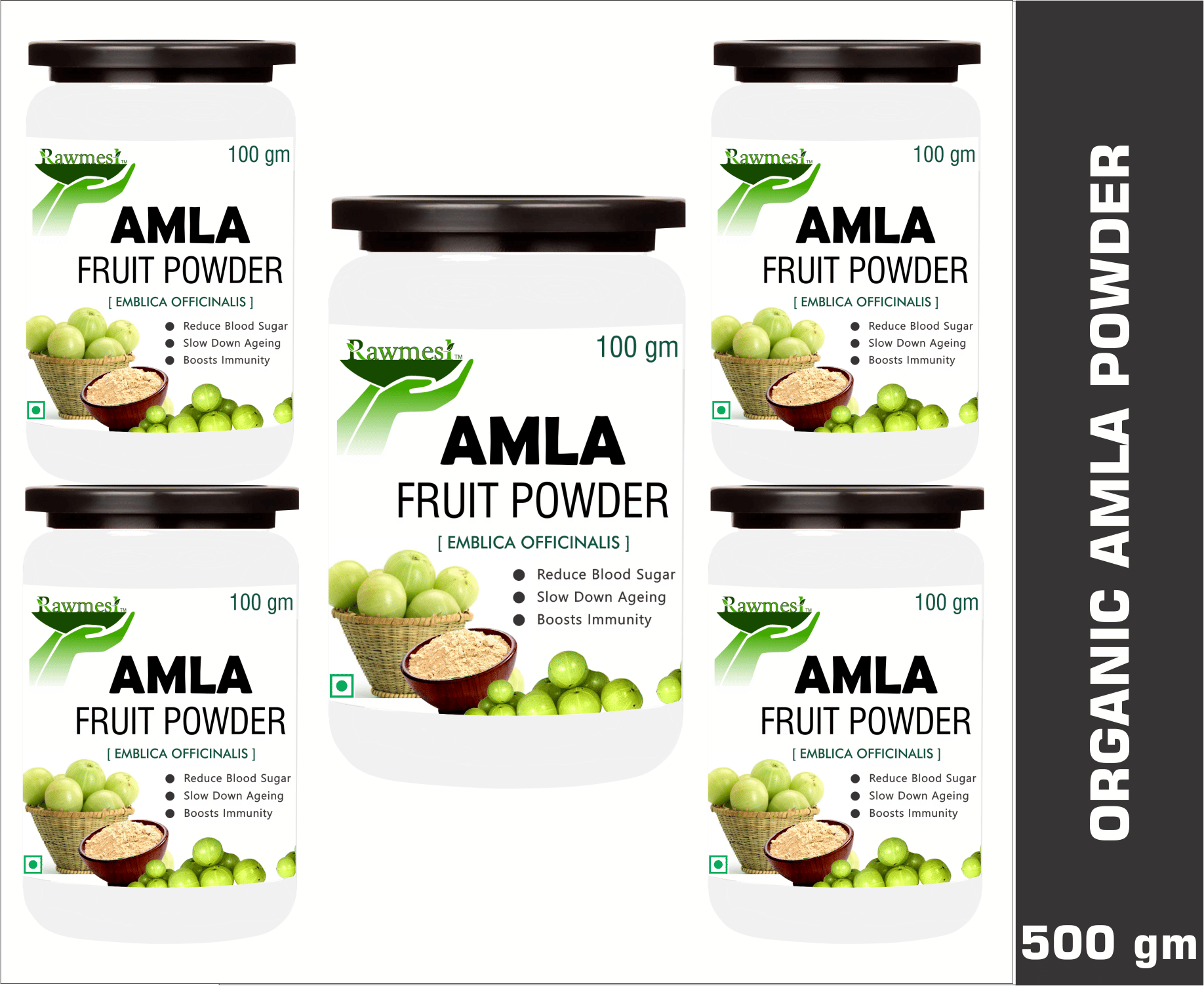 Rawmest 100% Pure Organic Amla Fruit Powder 500 Gm Pack of 5