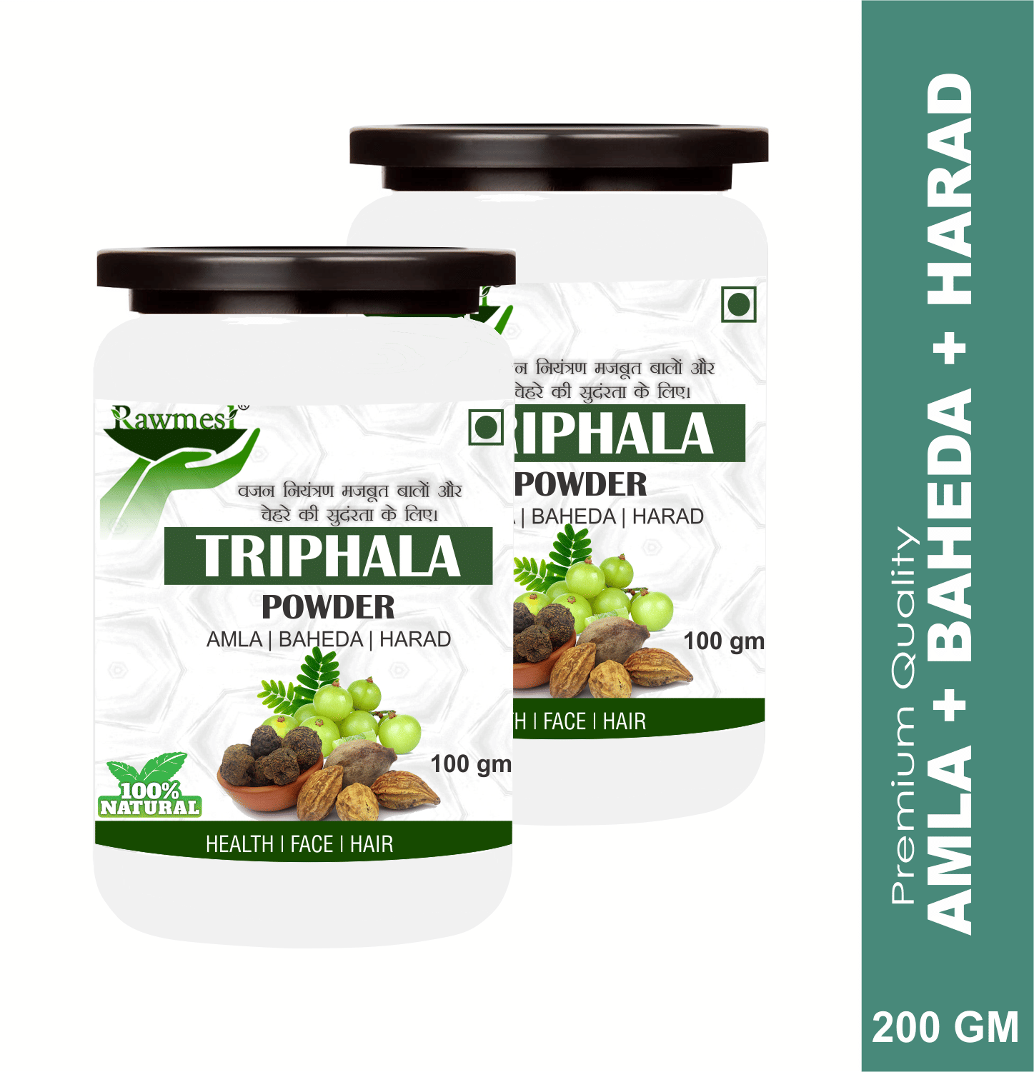 Rawmest 100% Triphala ( Amla, Harad, Baheda) Powder 200 Gm Pack of 2