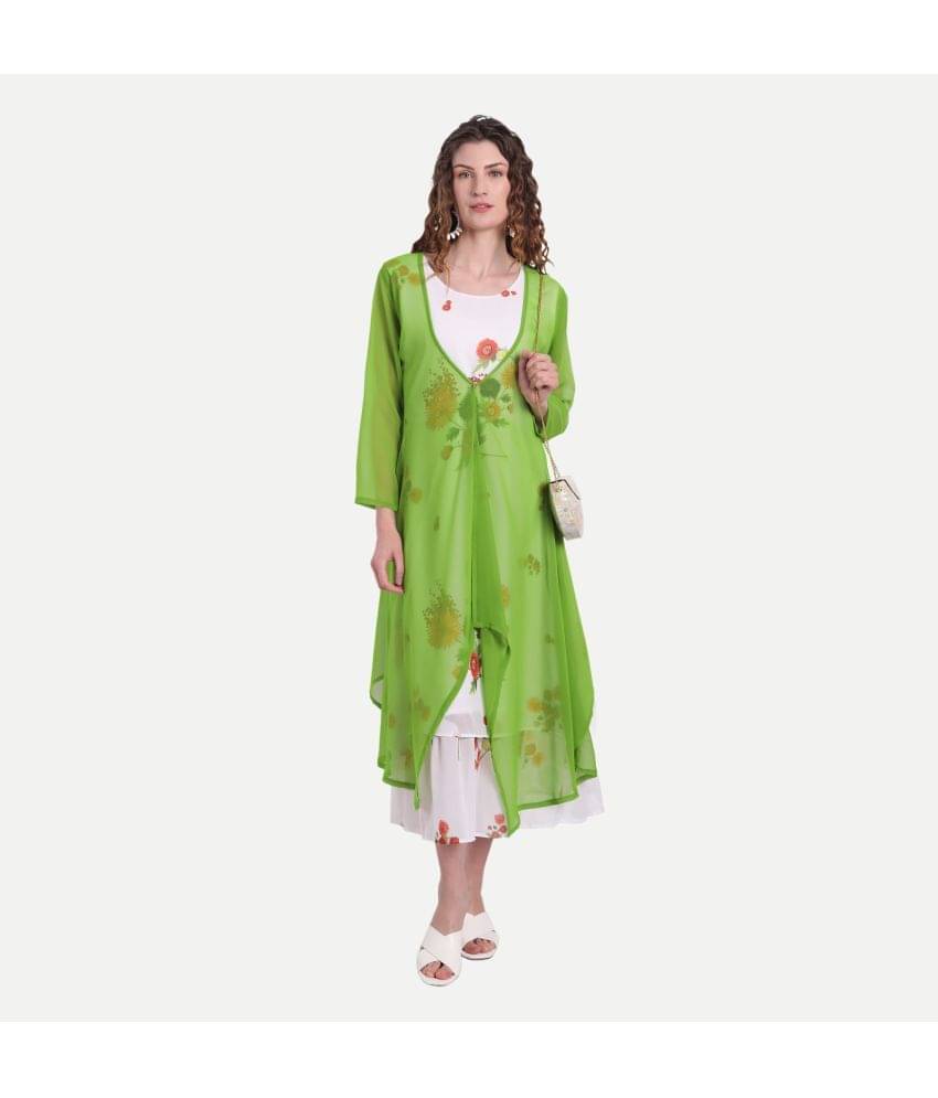 AARSHYA Women Georgette Printed A-line Dress ( Green ) AARSHYA Women Georgette Printed A-line Dress ( Green )