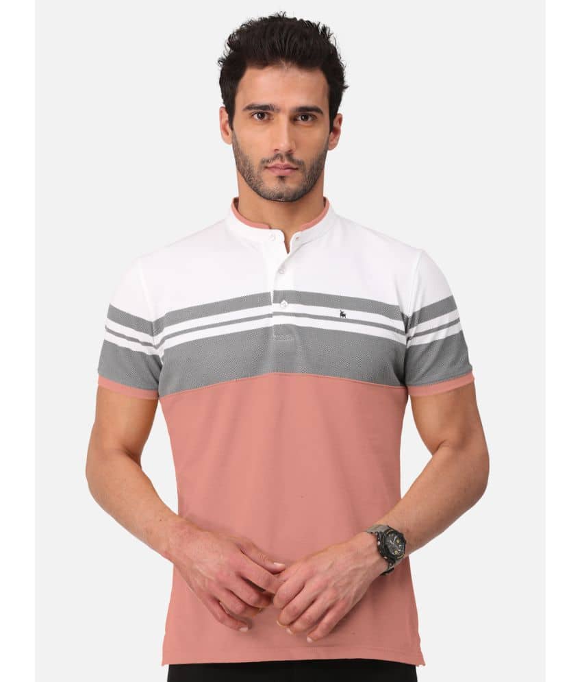 BULLMER Pack of 1 Cotton Blend Regular Fit Men's T-Shirt ( Pink )