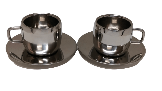     			Dynore - Steel Double Walled Tea Set 90 ml ( Pack of 4 )