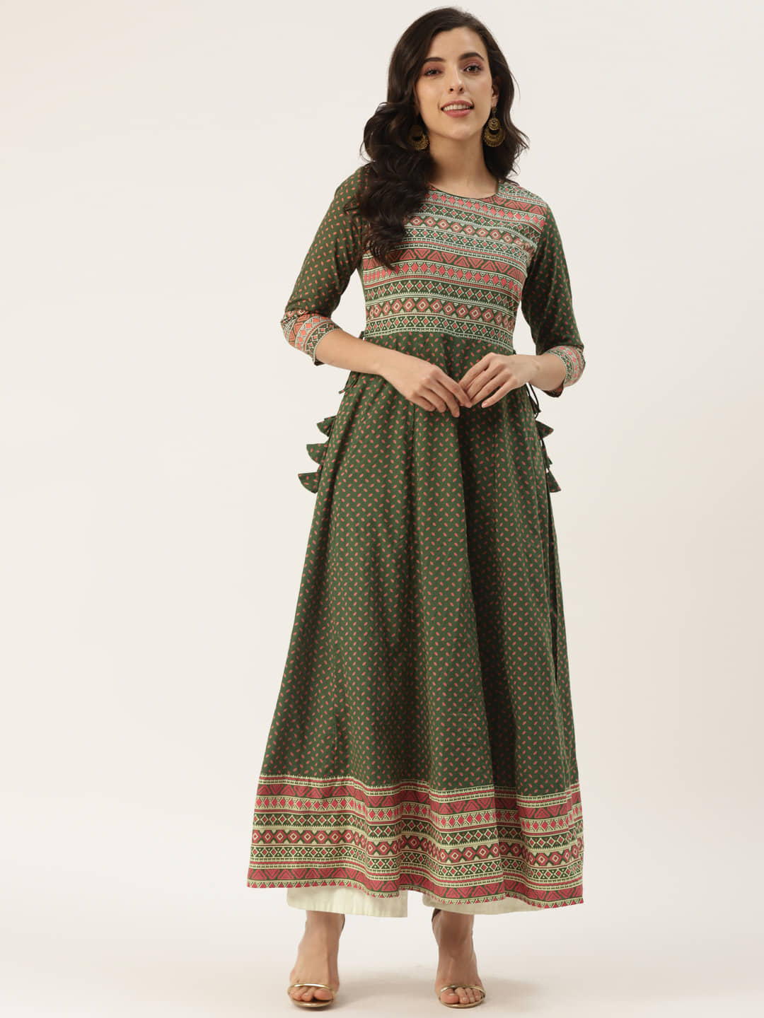 HISHAM - Green Cotton Blend Women's Anarkali Kurti ( Pack of 1 ) - Kurtis, Tunics | Buy online on ZillyBuy