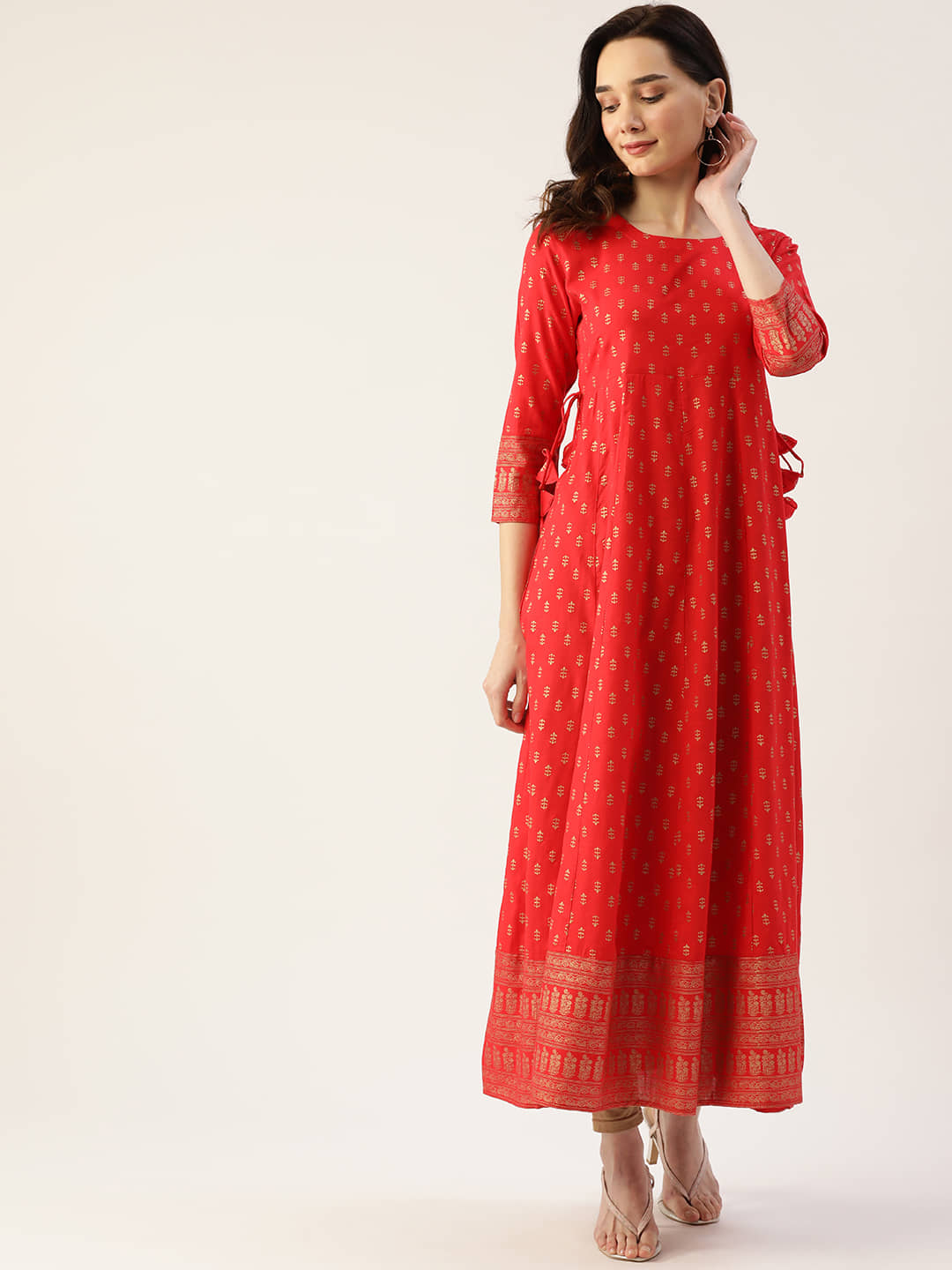 HISHAM - Red Rayon Women's Flared Kurti ( Pack of 1 ) - Kurtis, Tunics | Buy online on ZillyBuy
