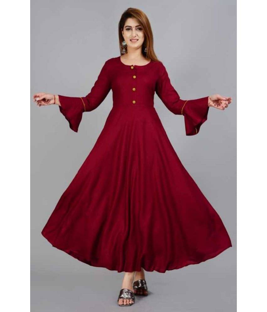     			SIPET - Maroon Rayon Women's Flared Kurti ( Pack of 1 )