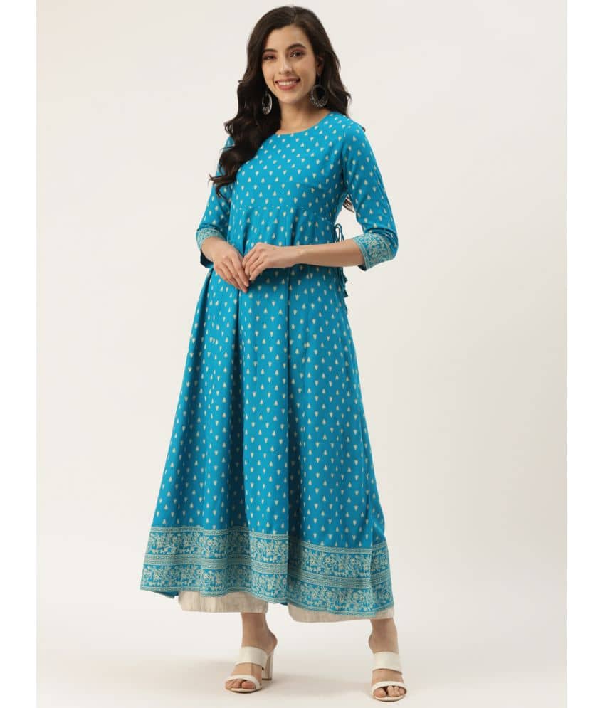 HISHAM - Blue Rayon Women's Anarkali Kurti ( Pack of 1 ) - Kurtis, Tunics | Buy online on ZillyBuy