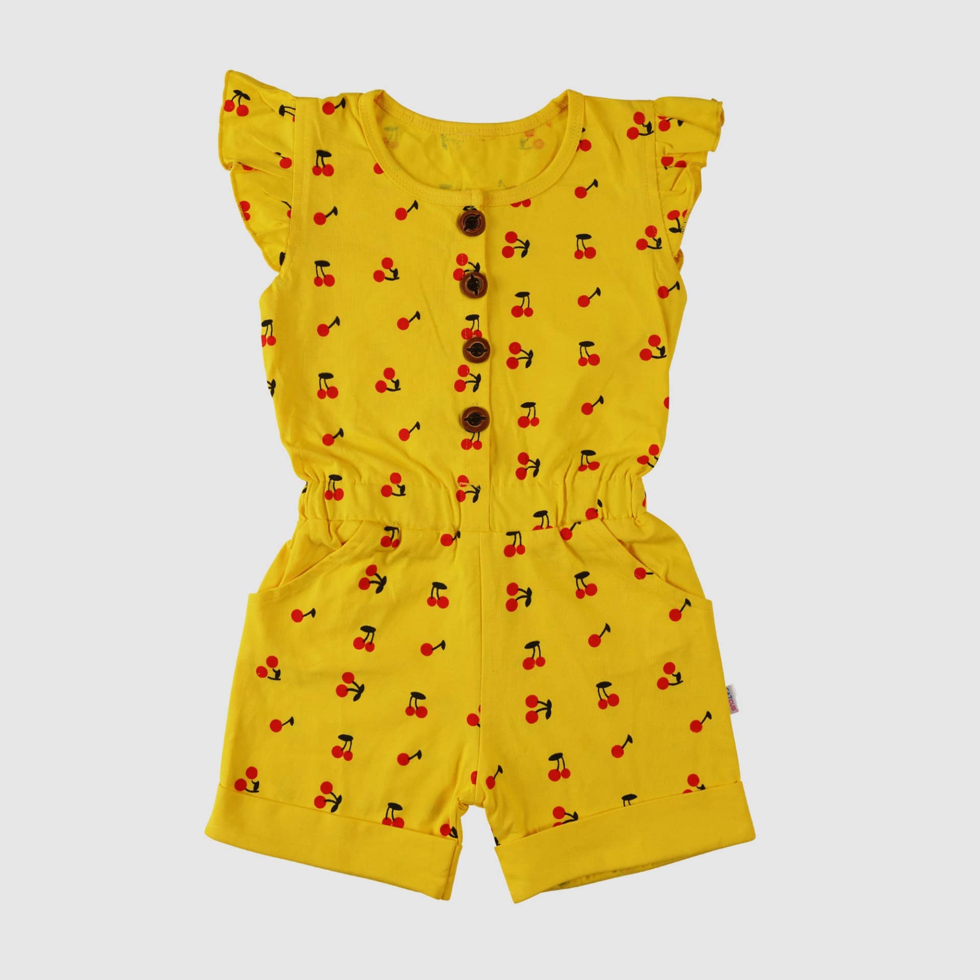 CATCUB Girls Cotton Jumpsuit ( Pack of 1 , Yellow )