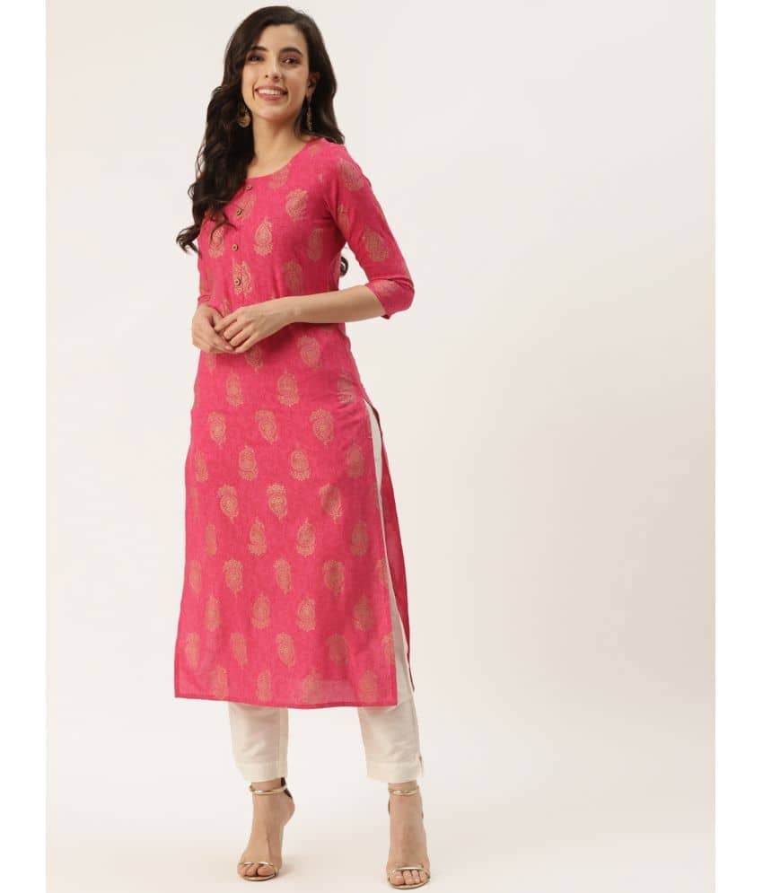 HISHAM - Pink Rayon Women's Straight Kurti ( Pack of 1 ) - Kurtis, Tunics | Buy online on ZillyBuy