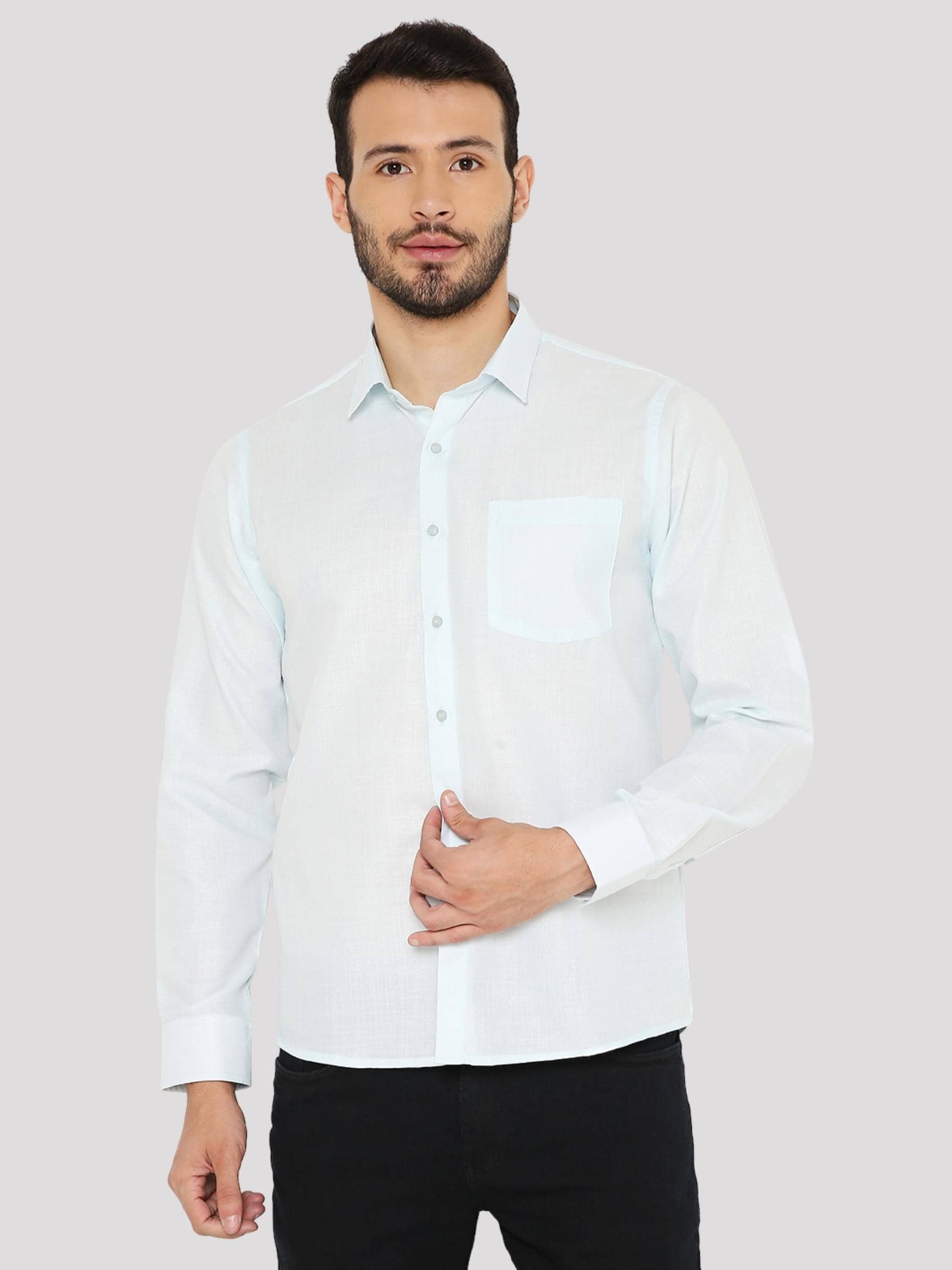 Maharaja - Blue Cotton Blend Slim Fit Men's Formal Shirt ( Pack of 1 )