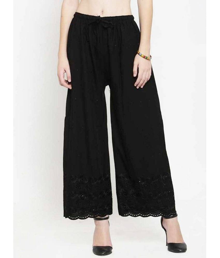     			OMAYA - Black Rayon Straight Women's Palazzos ( Pack of 1 )