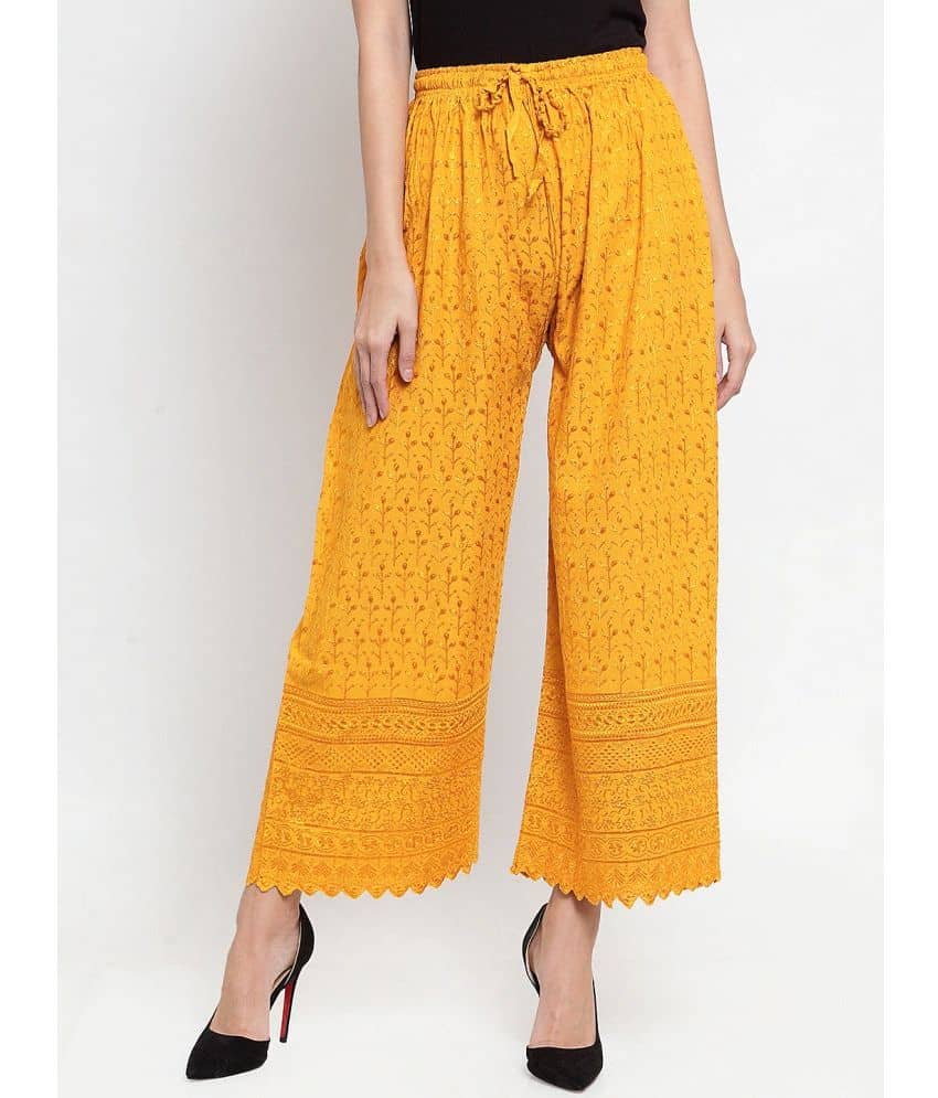 OMAYA - White Rayon Straight Women's Palazzos ( Pack of 1 )